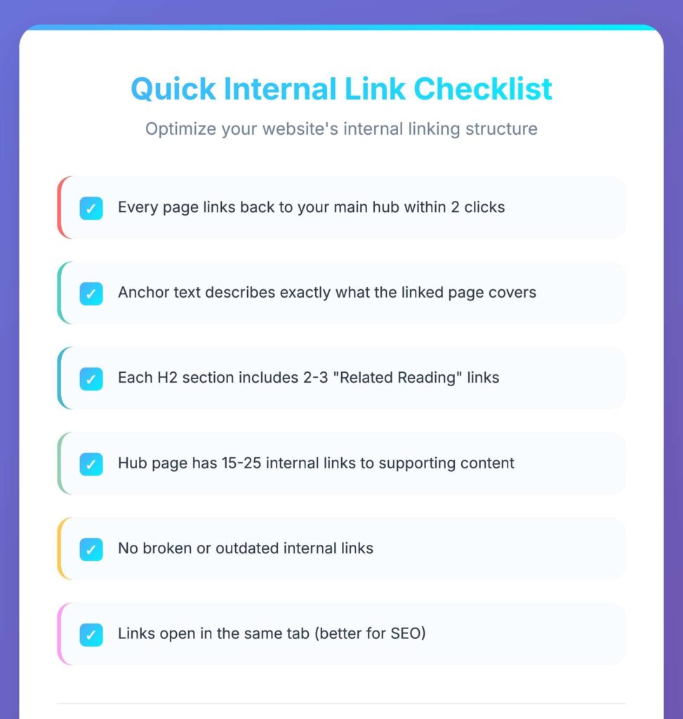 quick internal linking checklist