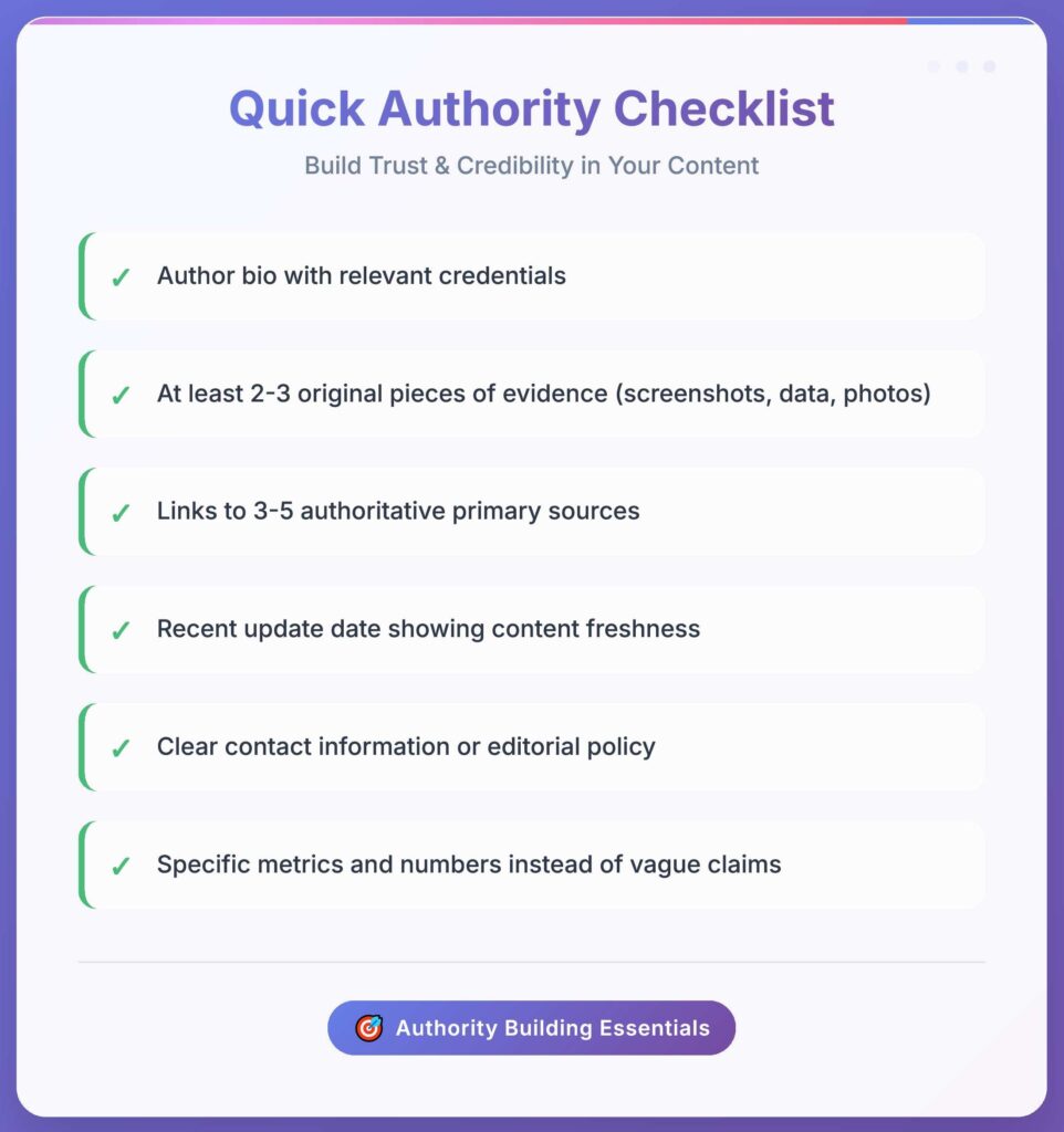 quick content authority checklist